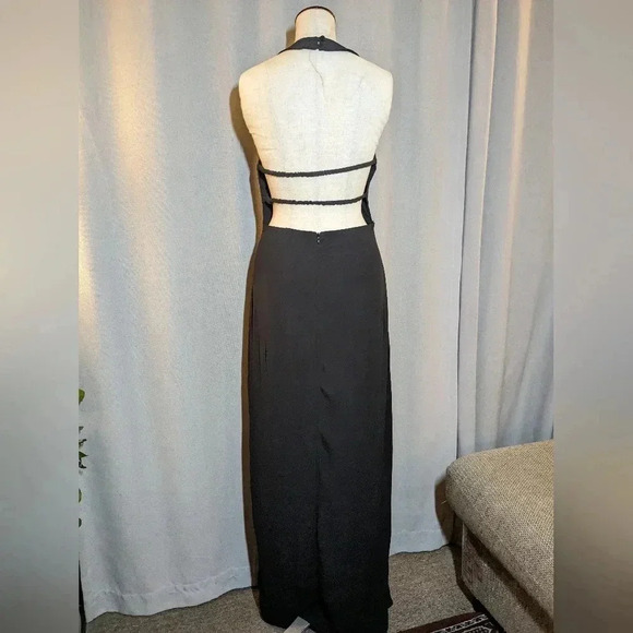 Reformation Black Halter Maxi Dress Ennis Straps Back Size 4 - Picture 6 of 9